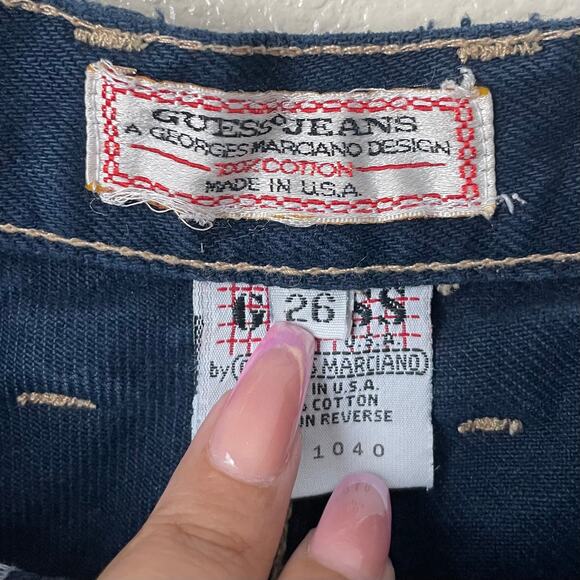 Vintage Guess Jeans Womens Size 26 Blue Denim Button Fly High Rise 90s Y2K Retro - Picture 10 of 13